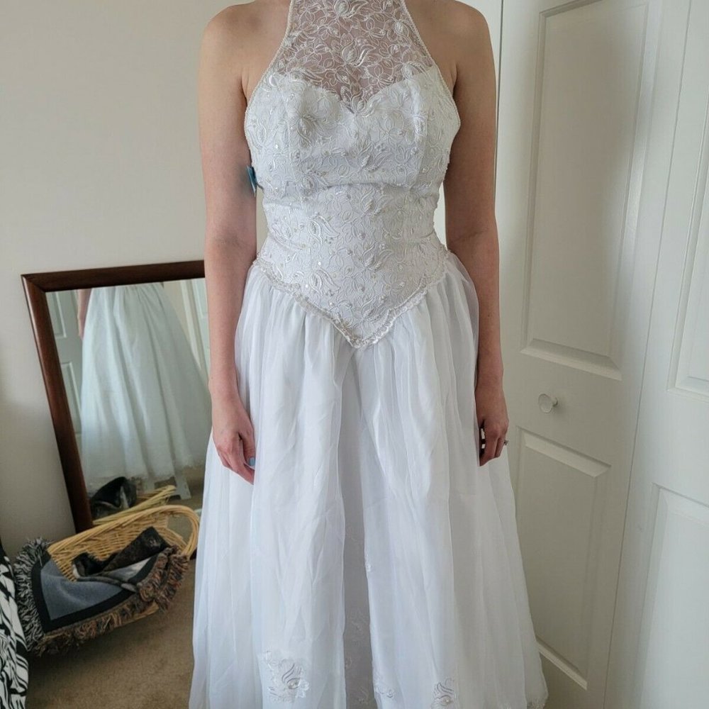Unaltered Ruby Bridal White A-Line Wedding Dress, Size 12